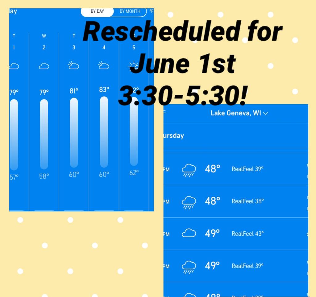 Rescheduled for June 1st!
